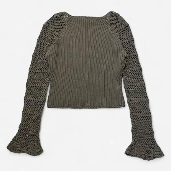 Vintage Mexx Olive Green 100% Cotton Crochet Cardigan - Picture 5 of 5